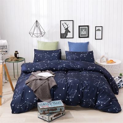 3pcs Set Blue Starry Sky Duvet Cover Bedding Set Double Bed Duvet Cover Twin King Size Bed Constellation Pattern Bed Sheet Set