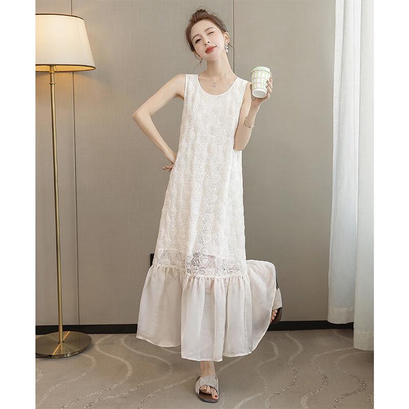 Women's Mesh Patchwork Vest Long Dress
