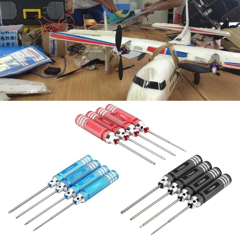 4Pcs/Set Allen Hex Screwdrivers H1.5mm/2.0mm/2.5mm/3.0mm Hexagon Screwdriver for Model Aircraft DIY Hand Tools