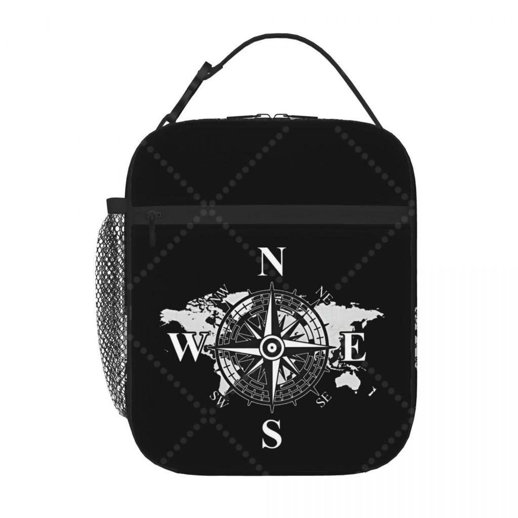 Compass Lunch Bag Reusable Portable Cooler Thermal Lunch Box Oxford Bento Tote Bag for Work Travel Picnic