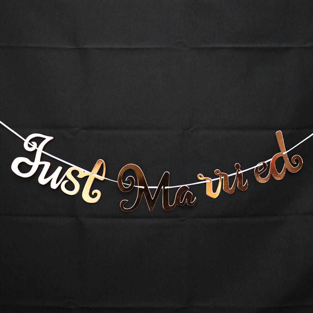Gold Silver Happy Birthday Banner Bunting Just Married Hang Garland Wedding Party Decor