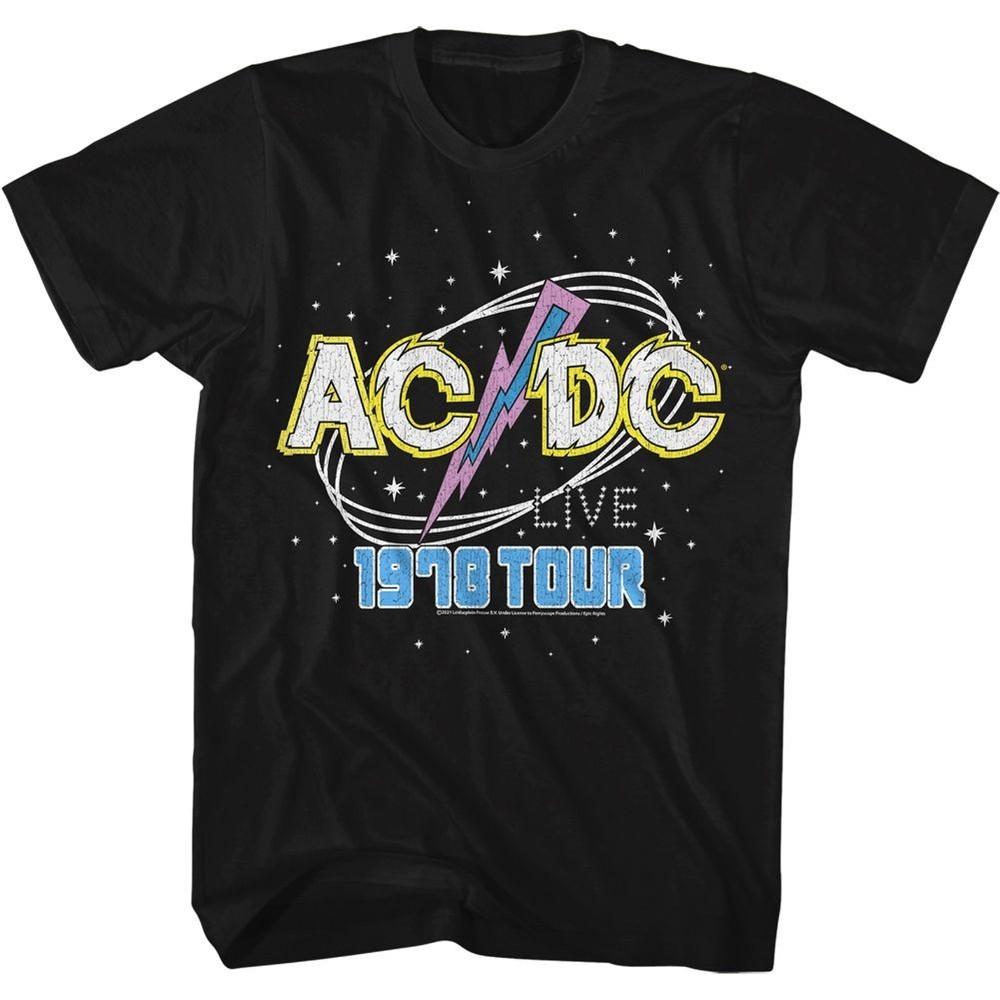 AC/DC Powerage Tour 1978 Black Rock and Roll Music Band T-Shirt