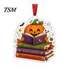Halloween Bookshelf Ornaments Reading Ghost Hanging Ornament, Acrylic Holding Book Pumpkin Mummy Ornament Black Cat Decor, 2D Cartoon Bookish Pendant