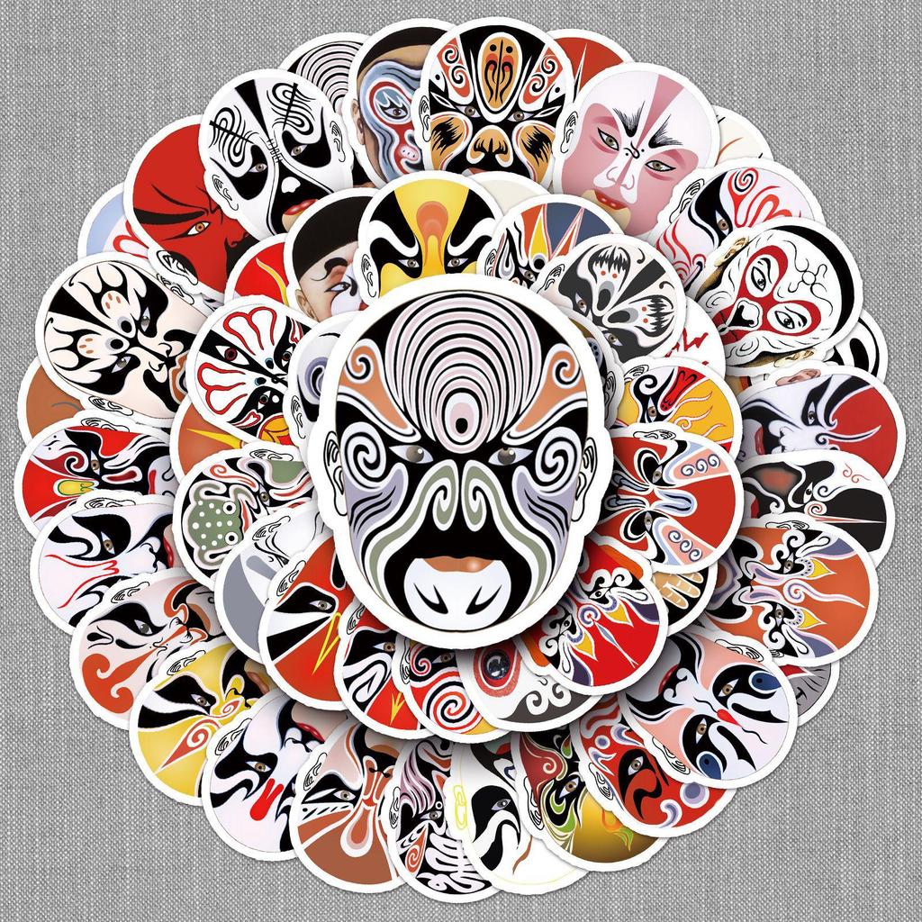60 Peking Opera Face Painting Huadan Stickers: Chinese Style for Suitcase, Scooter, Car, Phone, and Tablet