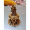 Metal Kumkum Box For Return Gift, Traditional Design Radhakrishna Sindoor Dabbi,Multicolour