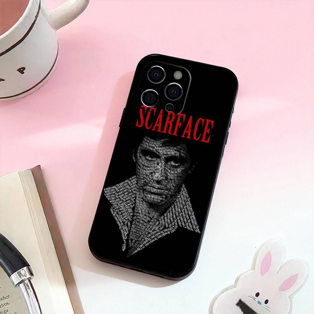 Classic Movie Scarface Phone Case For iPhone 17,16,15,14,13,12,11 Plus,Pro Max,Soft Silicone Black Cover