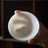Sheep Fat Jade White Porcelain Tea Cup Individual Owner Cup Sunken Carved Bamboo Hat Cup 100ML Kung Fu Tea Bowl