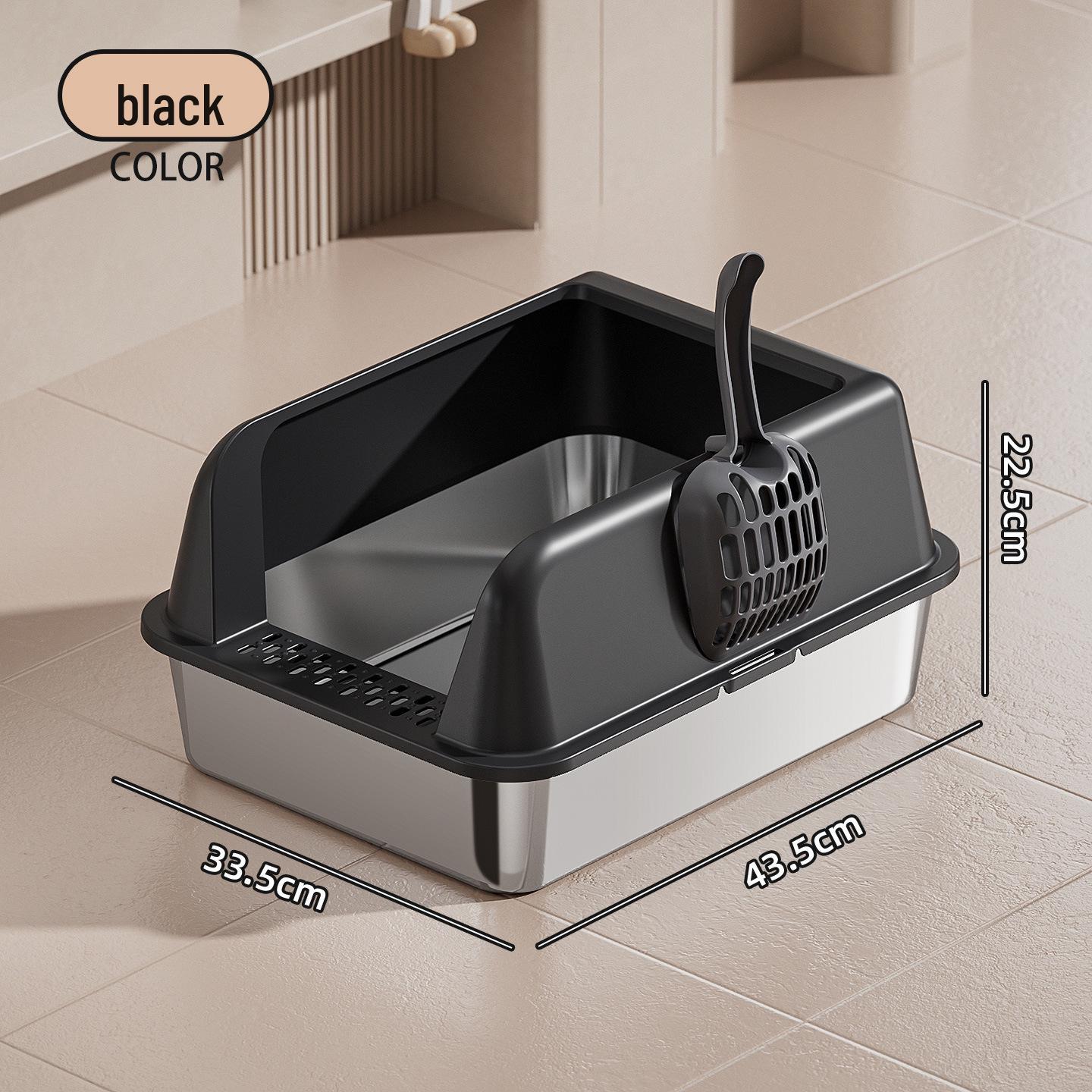 Stainless Steel Top-Entry Cat Litter Box, Anti-Splash Design Stainless Steel Cat Litter Pan