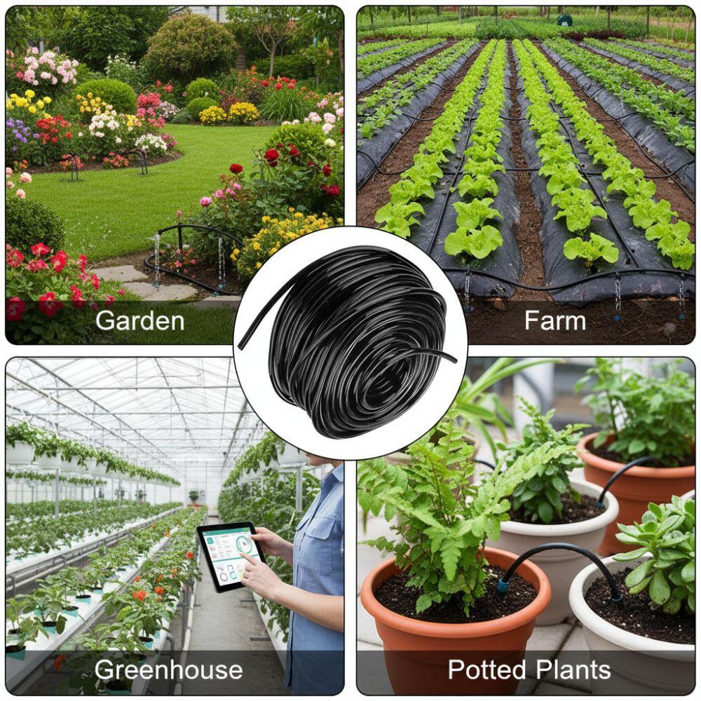 PVC Water Irrigation Hose Flexible 3/5mm Drip Irrigation Tubing Easy Installation 20m Irrigation Hose
