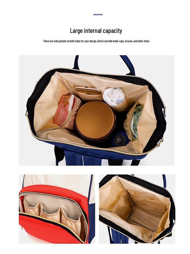 New Fashion Canvas Mummy Bag: Colorblock Backpack for Mom, Large Capacity Baby Bottle Handbag