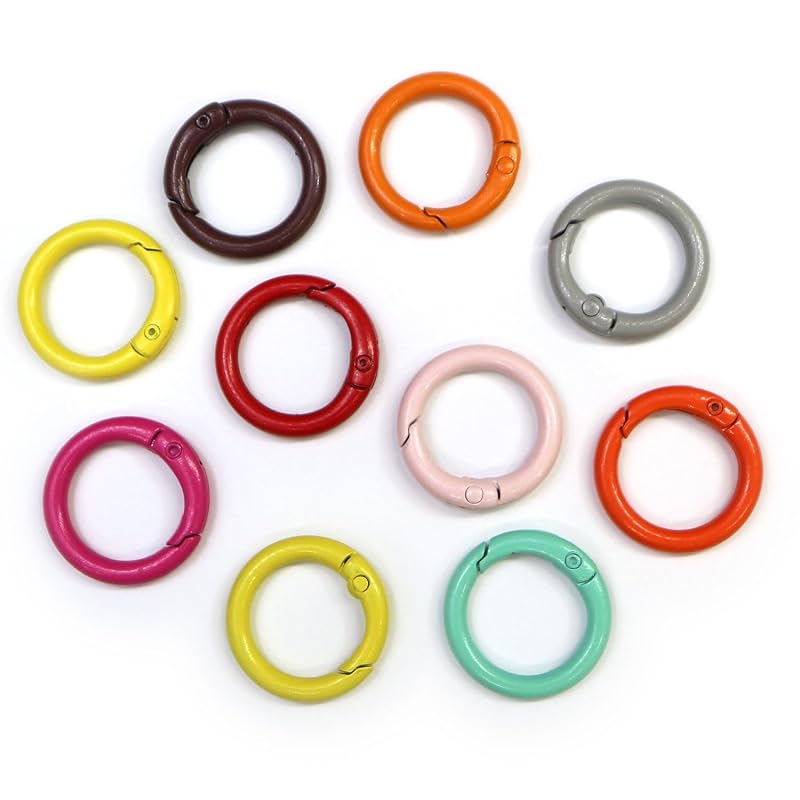 

carabiner round shape 24mm [Color mix] colorful 10 pieces key ring ring circle circular key key ring Twinkle Punpun Maru NSKR-038