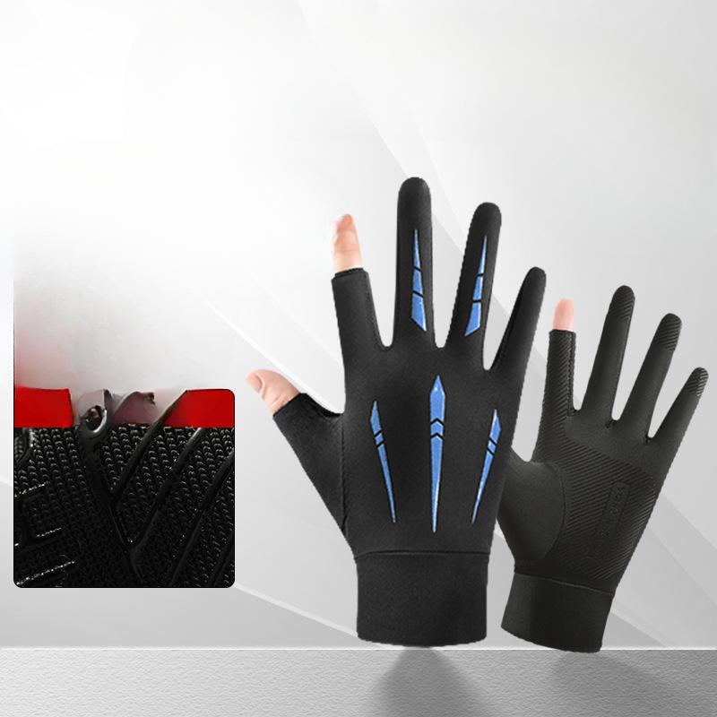Sunscreen Gloves for Men and Women In Summer Thin Breathable Anti  Slip Ice Wire Leak Two Finger Fishing Cycling and Driving Fishing Gloves