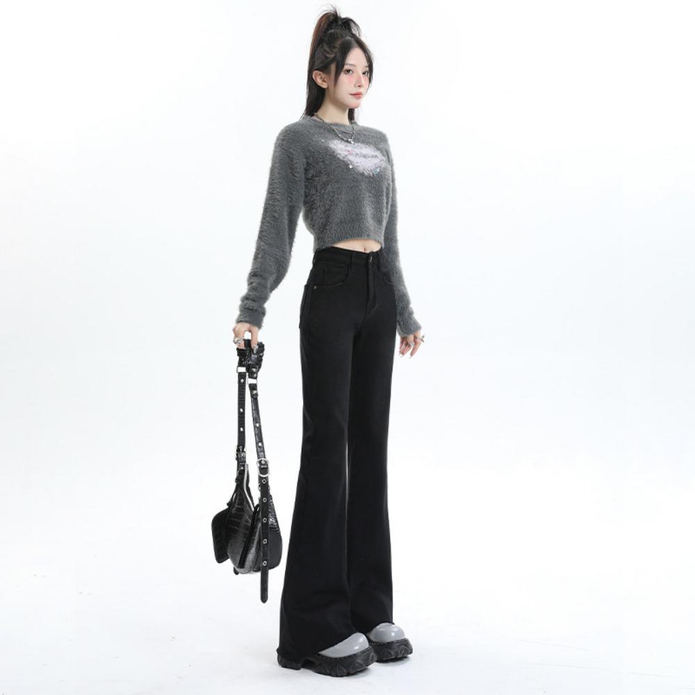 Autumn and winter new micro-flared jeans women's fashion design sense high waist and thin jeans
