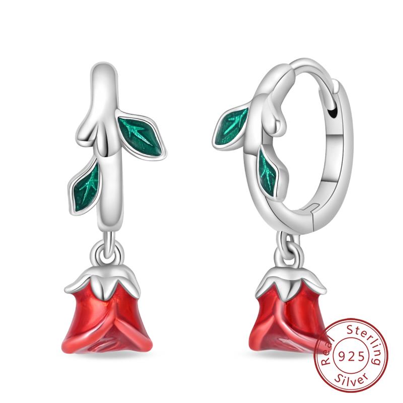 Hot 925 Sterling Silver Earrings Charm Simple Shining Lotus Zircon Wedding Women Jewelry Gift