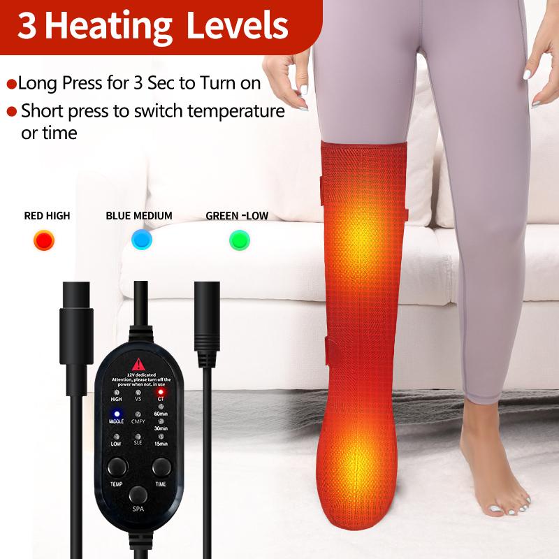Electric Heated Leg Knee Massager 3 Heating Massage Functions Muscle Pain Relief Blood Circulation Promotion Fits Legs/Knees