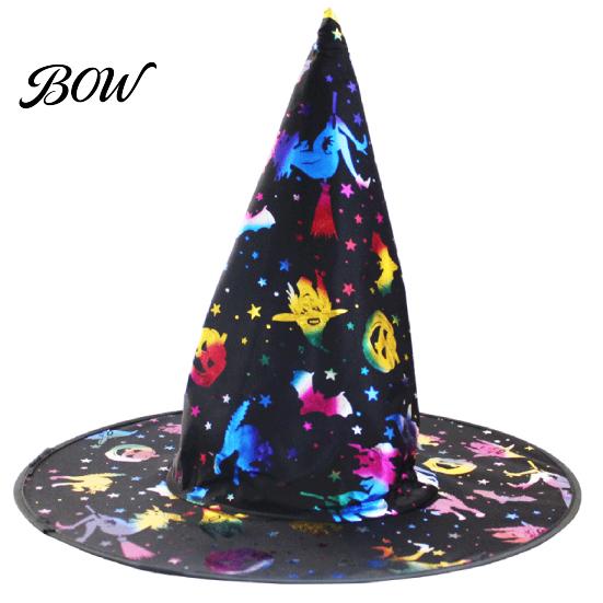 Festival Party Headwear Halloween Witch Wizard Hat, Adult Kids Cosplay Cone Hat with Spider Pointed Web Star Decor, Gothic Costume Prop, Trick