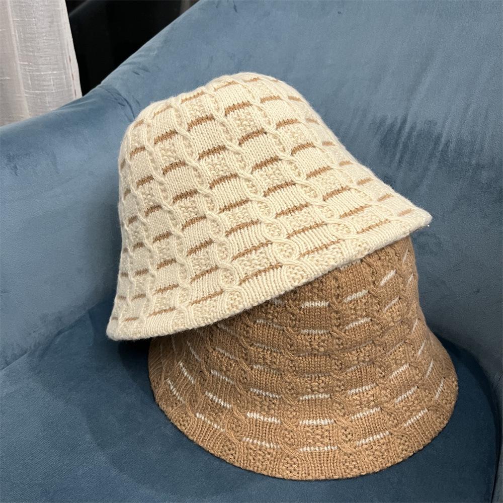 Mixed Color Knitted Wool Bucket Hat Versatile Bucket Hat Autumn and Winter Warm Washbasin Hat Wool Hat Tide
