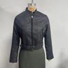 Giacca in pelle PU con cerniera aderente a maniche lunghe con colletto a revers da donna autunno inverno