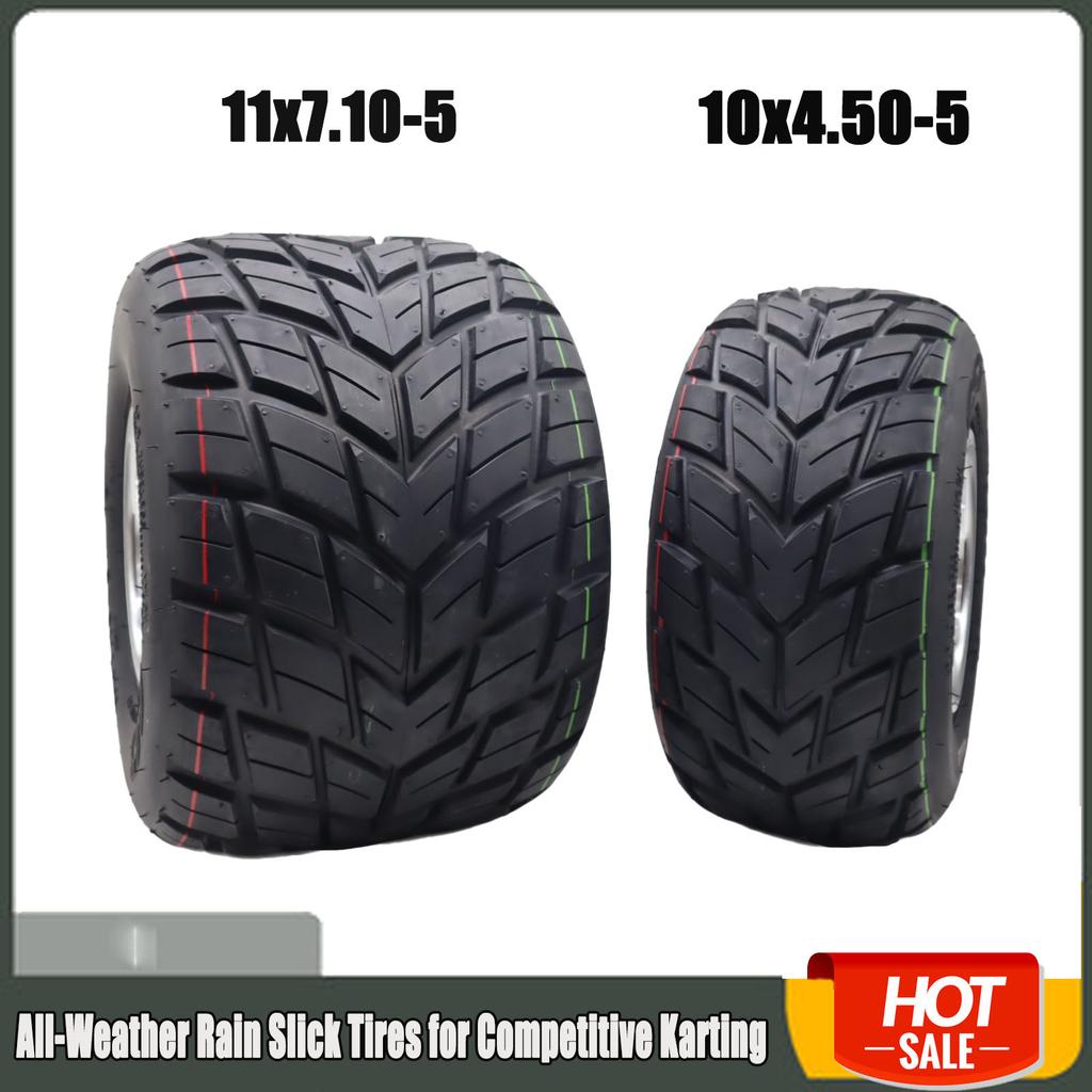 Go-Kart-Reifen 10x4.50-5 11x7.10-5 Vorder- und Hinterrad-Rennreifen, Ganzjahres-Regen-Slick-Reifen für den wettbewerbsorientierten Kartsport, Anti-Rutsch-Griff