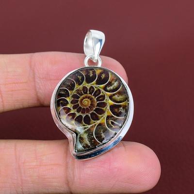 Ammonite Fossil Pendant 925 Sterling Silver Pendant Original Gemstone Pendant Elegant Jewelry Gifts for Her Handmade Pendant Silver Jewelry