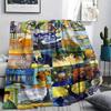 1Pc Van Gogh Painting Print Flannel Blanket, High Quality Comfortable for All Seasons, Home Decor, Warmth and Comfort, Perfect for Christmas Gifts