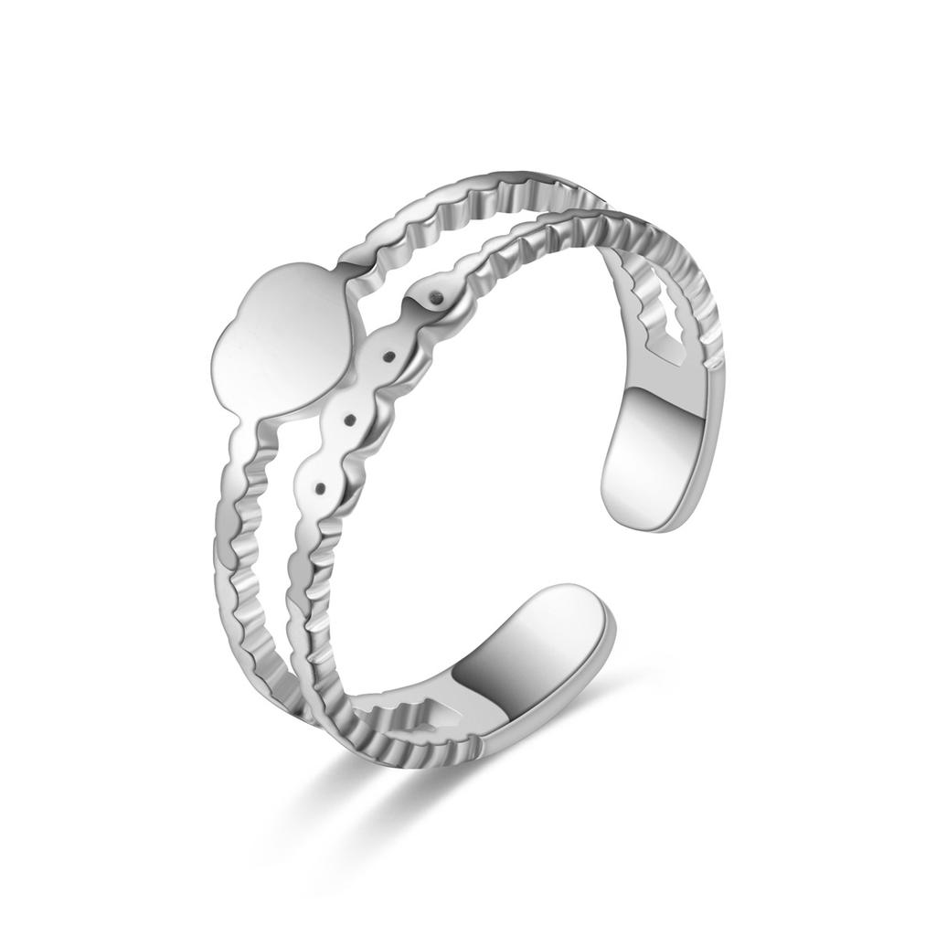 Fashion Geometric Open Stainless Steel Ring Women's Temperament Couple Ring Hand Jewelry