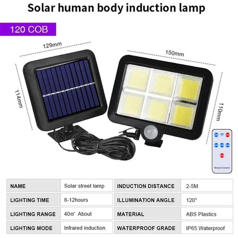 160/120/100COB Solar Sensor Split Wall Lamp 3 Mode Waterproof Motion Garden Street Lights Security Solar Lamp Garden Light