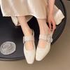 New Fashion Buckle Strap Pointed Toe Women Slippers Summer Shallow Square Low Heels Shoes Slide Mule Ladies Pumps