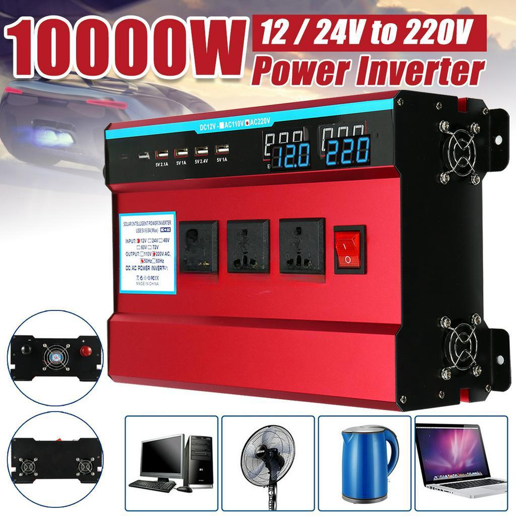 

Инвертор мощности 10000 Вт Пиковый Автомобильный 4 USB-порта Преобразователь Модифицированная синусоида Трансформатор Светодиодный дисплей Автомобильный инвертор DC12 to AC 220V