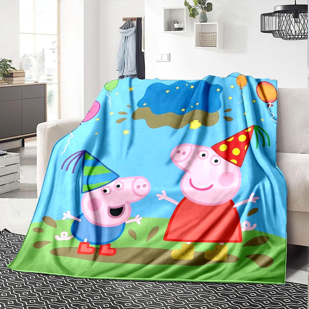Peppa Pig Theme Printed Blanket - Perfect for Couch, Bed, Travel & Outdoor Use | Machine Washable, Cozy & Durable.