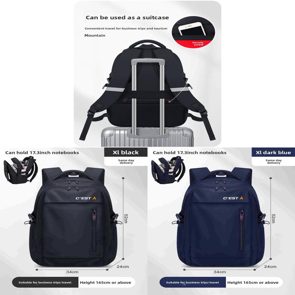 Oxford Fabric Travel Backpack For Men With Breathable Design And Expandable Capacity For School And Commuting