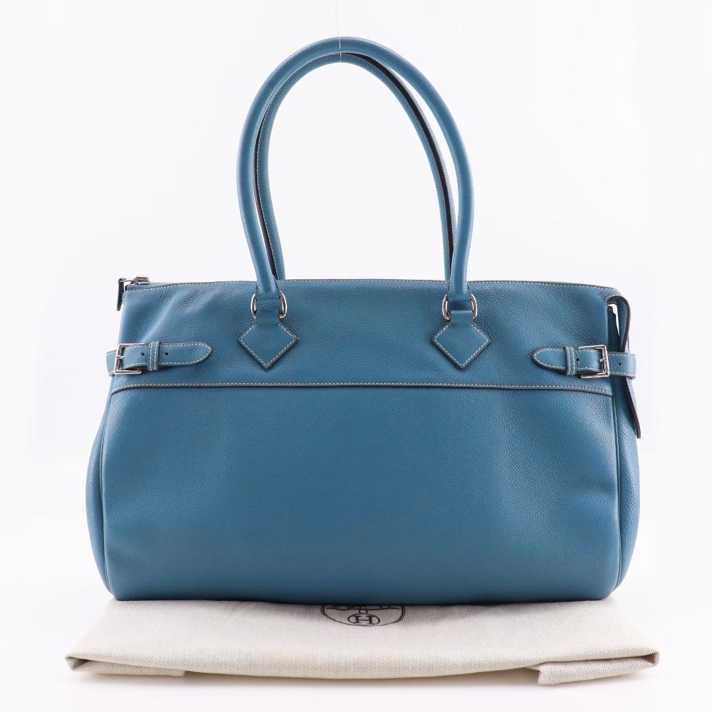 Hermes Atlas 42 Tote Bag Boston Bag Blue Gene SilverHardware Taurillon Clemence Unisex Used