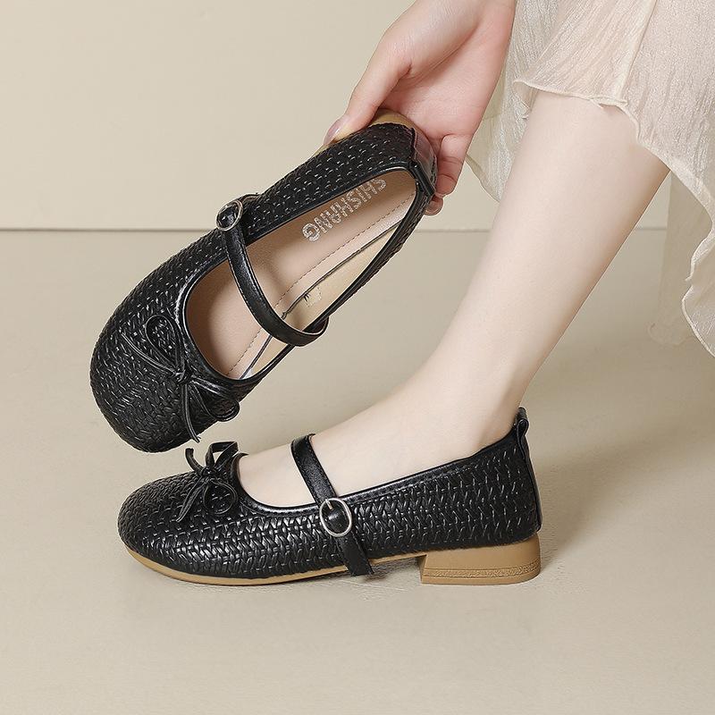 

Французские ретро балетки с бантом весна новая женская обувь новая повседневная обувь с ремешком на пряжке, внутренняя платформа, одинарная обувь для женщин 40 чёрный