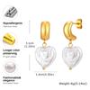 Elegant Heart Shape Imitation Pearl Water Drop Earrings,Stainless Steel Gold Plated Stud Earrings for Women,Charm Jewelry Gift