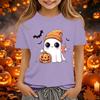 Kids Halloween Printed Round Neck Short Sleeve T-Shirt Casual Loose Fit