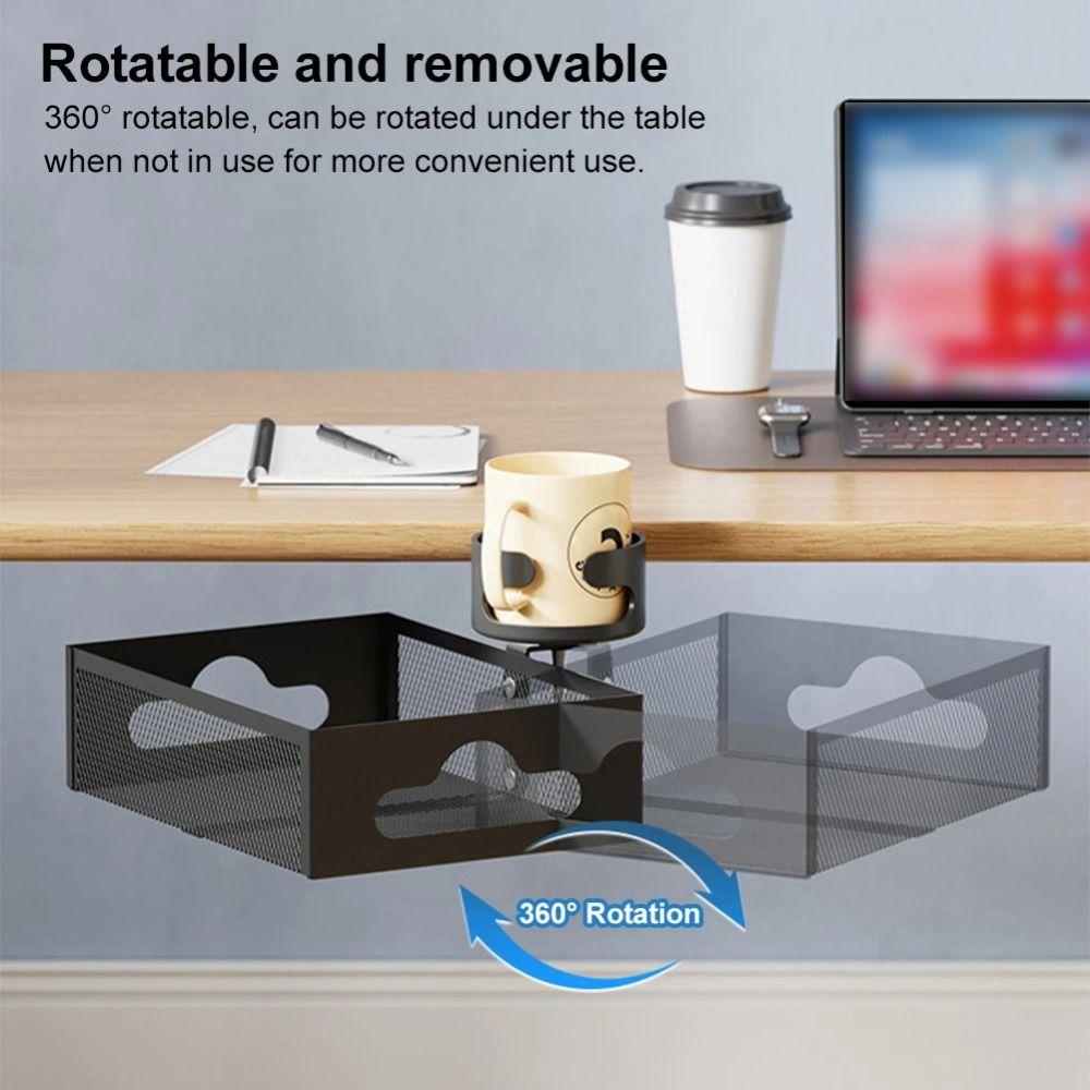 360 Degree Rotating Under Desk Storage Rack Carbon Steel Under Desk Organizer Desk Accessories