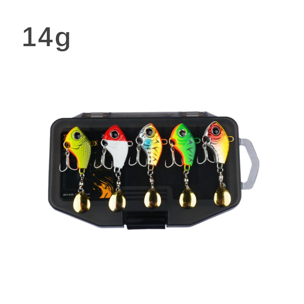 5 Stück VIB Angelköder Mit Box 5/7/10/14g Einzelhaken Mit Rotierendem Spinner Metall Long-casting Künstlicher Köder Für Barsch Hecht HEISS
