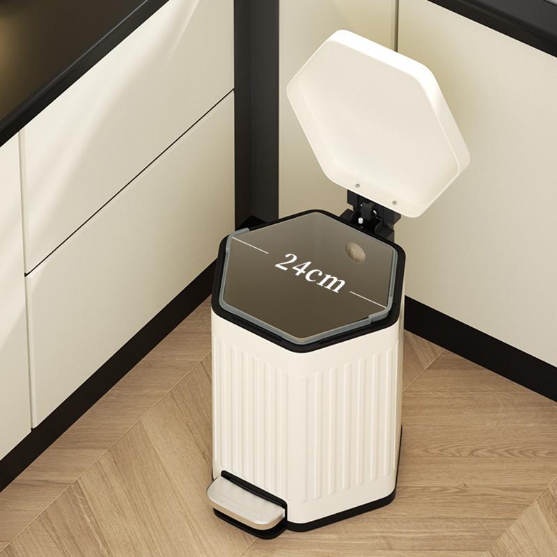Stainless Steel Trash Bin Kitchen Pedal Trash Can Large Capacity Wastebasket Bedroom Dump Luxury Antiodor Home Garbage Container