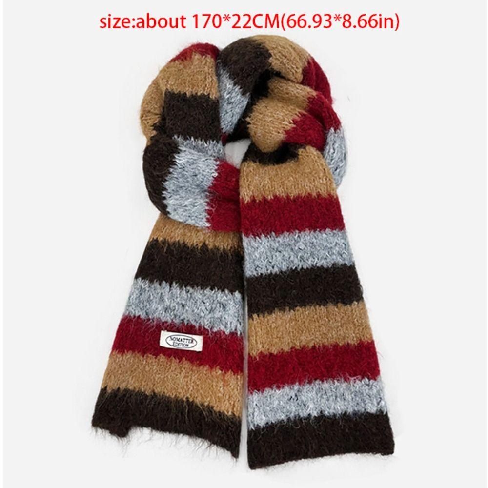 Classic Preppy Style Plaid Wool Scarf Plush Long Winter Cashmere Scarves Thicken Warm Knitted Shawl Student
