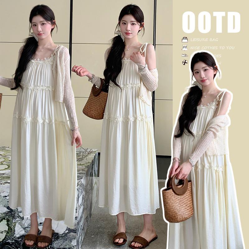 2026 Summer Korean Resort Spaghetti Strap Dress with Sun Protection Cover-up M