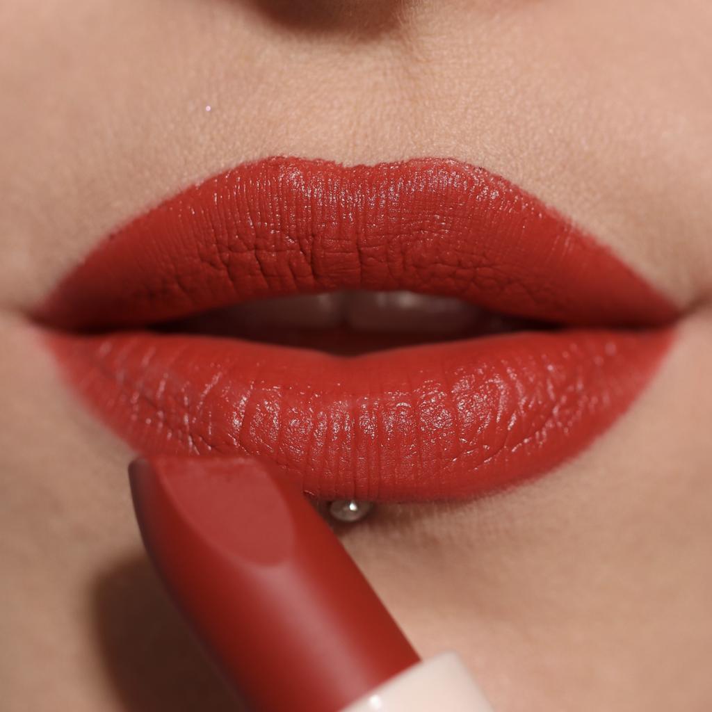 Revolution satin lipstick lip allure ceo brick red