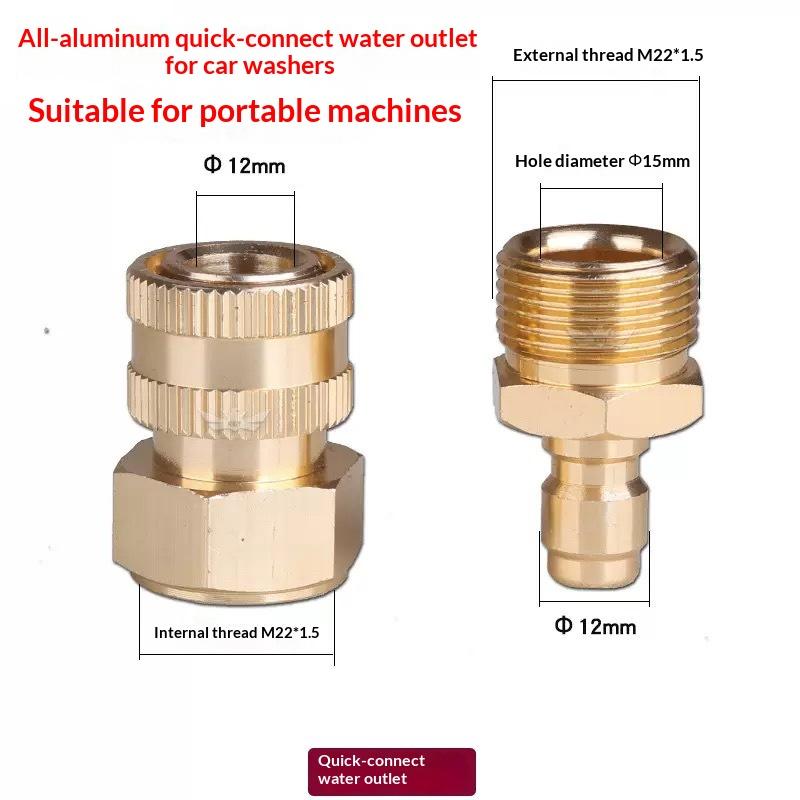 Aluminum Plated M22 Pressure Washer Hose Connector 1.5 Quick Connect Fitting for Patio Vehicle Cleaning Tasks