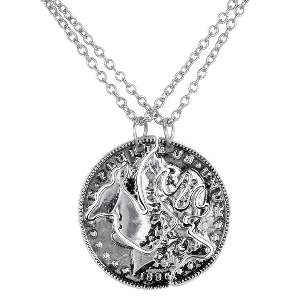 2Pcs/set Retro Animal Puzzle Necklace Friends Pendant Neck Chain Best