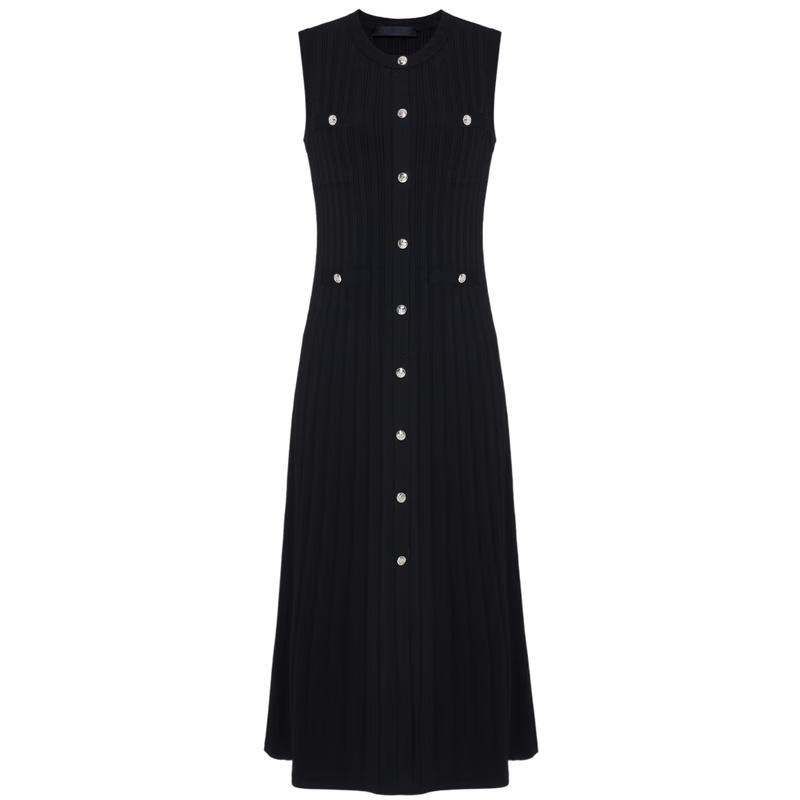 

MO&Co. Women s Gradient Ribbed High-Waist Knit A-Line Dress with Silver Buttons S 160