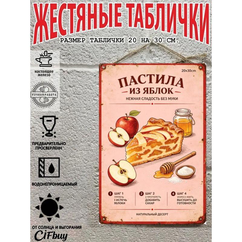 Metal Wall Sign with Home Recipes Design for Kitchen Decor, 20x30cm