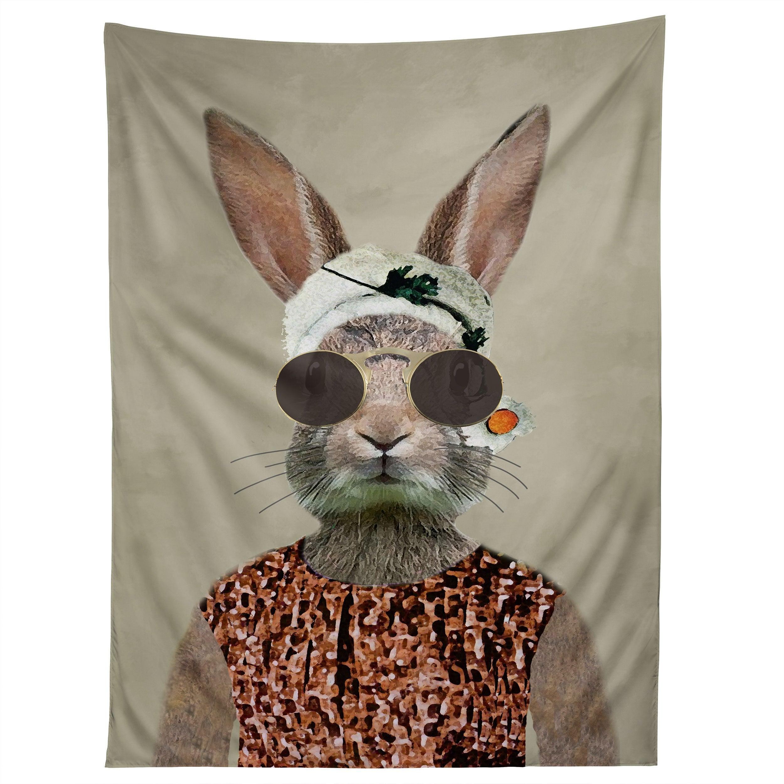 VINTAGE LADY RABBIT tapestry 75x100