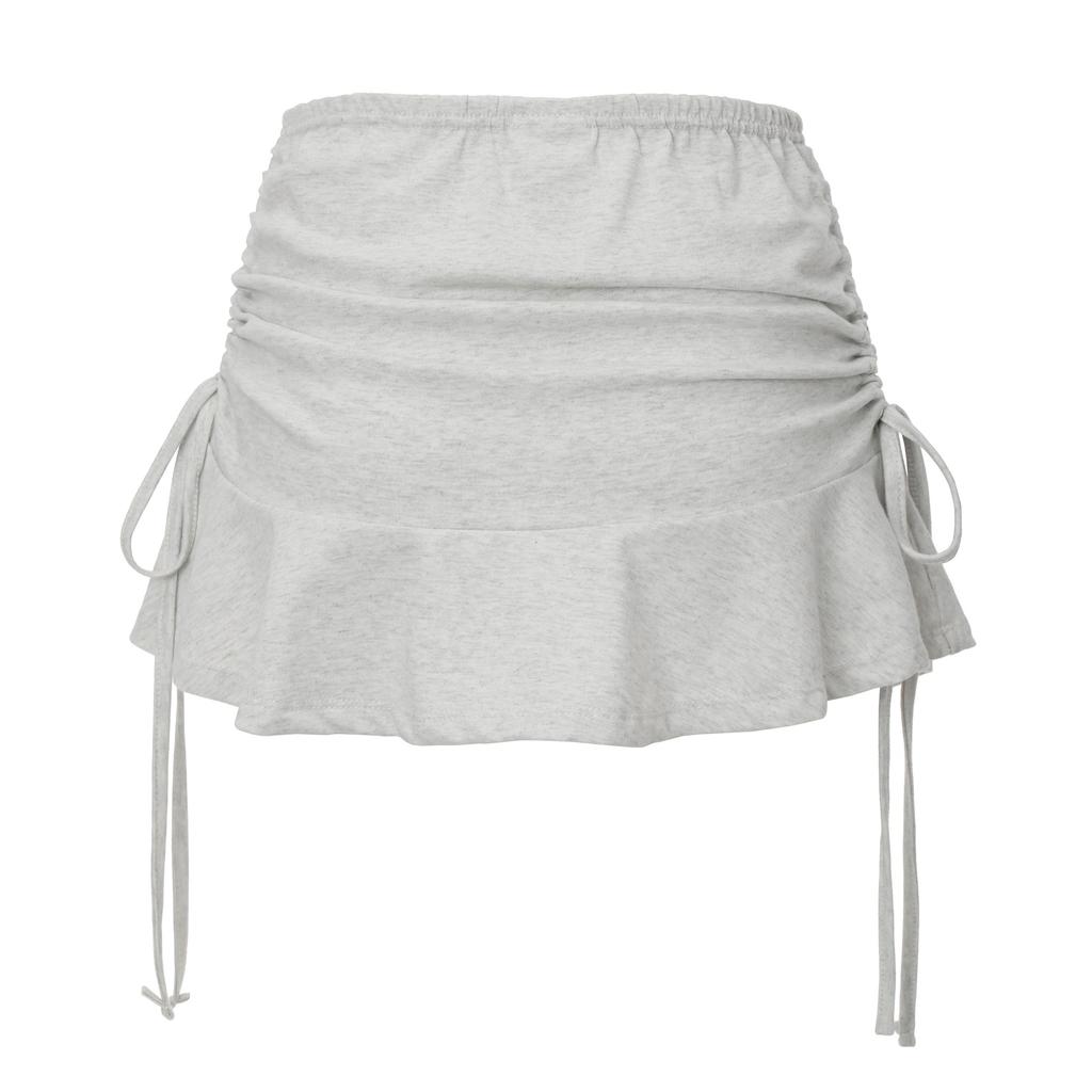 Kakipointeu Ribbon Shirring Skirt (Melange)