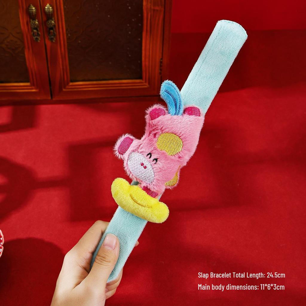 Christmas Cartoon Plush Snap Bracelet Doll - Stuffed Toy Wristband for Children's Christmas Eve Gift