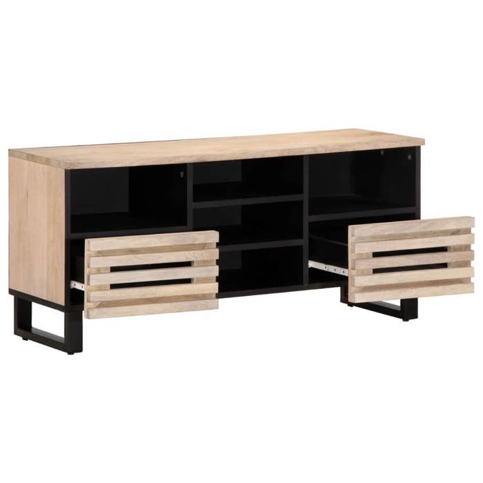 VidaXL Meuble TV 100x34x46 cm bois massif de manguier, banc TV, meuble hifi, console TV, buffet TV, meuble multimédia, 377527