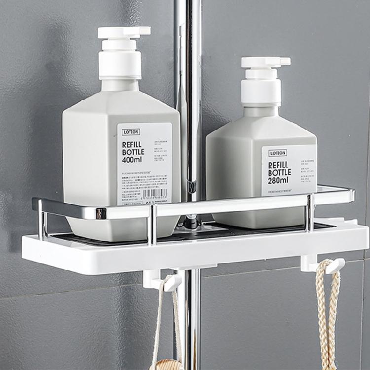2 Pieces Shower Head Holder Bathroom Organizers Plastic Storage Rack Rental Friendly Shower Gel and Shampoo Tray